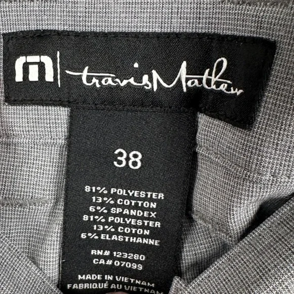 Travis Mathew Shorts Chino Golf Mens 38 Gray Flat Front Pockets Stretch Casual